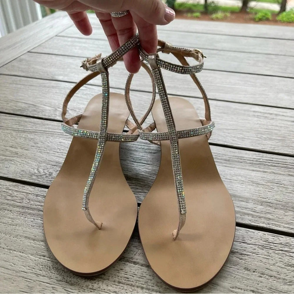 INC International Concepts Madge Sparkle Strappy Wedge Sandals Womens Size 8 - Picture 1 of 7
